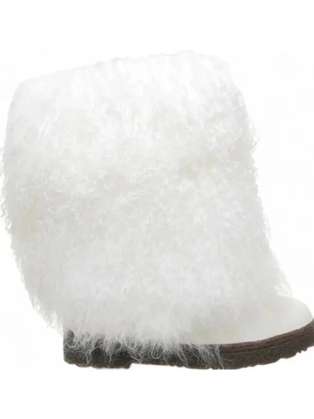 Bearpaw Boetis White Curly Lamb Fur Sheepskin Lined Sherpa Boho Boots 6 NEW